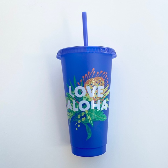 Starbucks Hawaii Love Aloha Cold Cup Lid Straw set